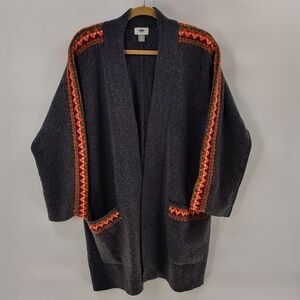 Old Navy Cardigan Coat Size XL Gray Colored Detail On Arms Front Pockets